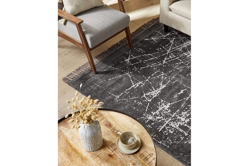 Teppe Hanli - Mørkegrå, hvit, 140x200 cm - Tekstiler & tepper - Teppe & matte - Moderne matte - Viskosematter