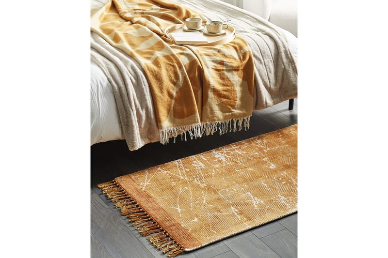 Teppe Hanli - Oransje, Hvit, 80x150 cm - Tekstiler & tepper - Teppe & matte - Moderne matte - Viskosematter