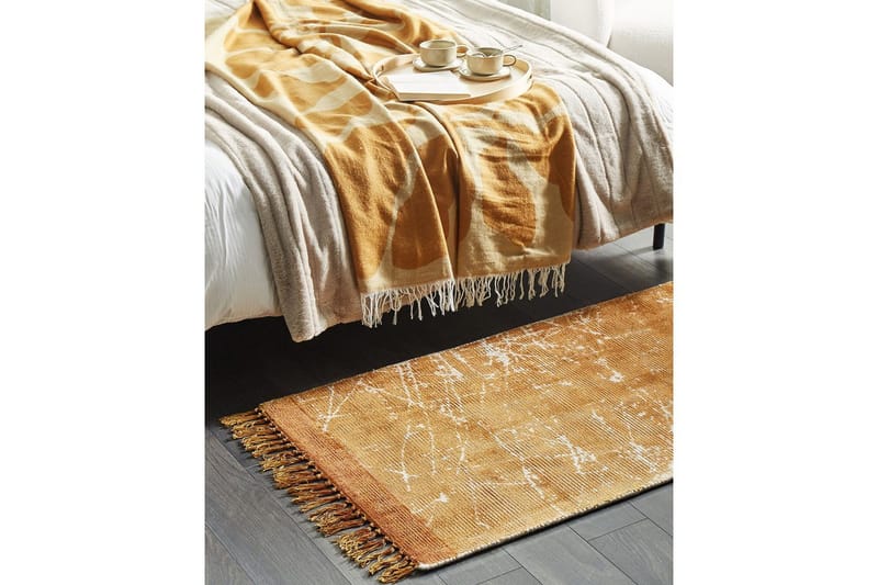 Teppe Hanli - Oransje, Hvit, 80x150 cm - Tekstiler & tepper - Teppe & matte - Moderne matte - Viskosematter