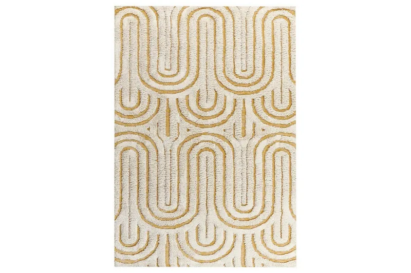 Teppe Perai, Hvit, Gul, 160x230 cm