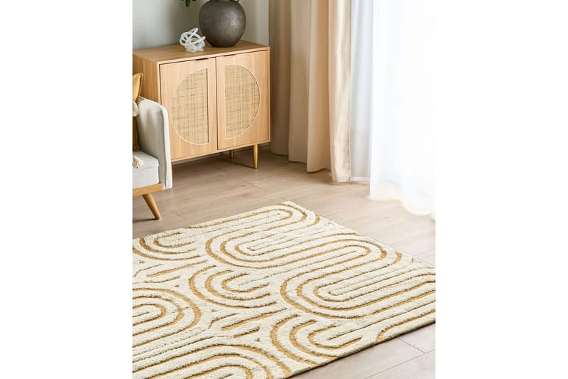 Teppe Perai - Hvit, Gul, 160x230 cm - Tekstiler & tepper - Teppe & matte - Moderne matte - Bomullsmatter