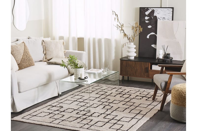 Turhal Ryeteppe 140x200 cm - Beige - Tekstiler & tepper - Teppe & matte - Moderne matte - Bomullsmatter