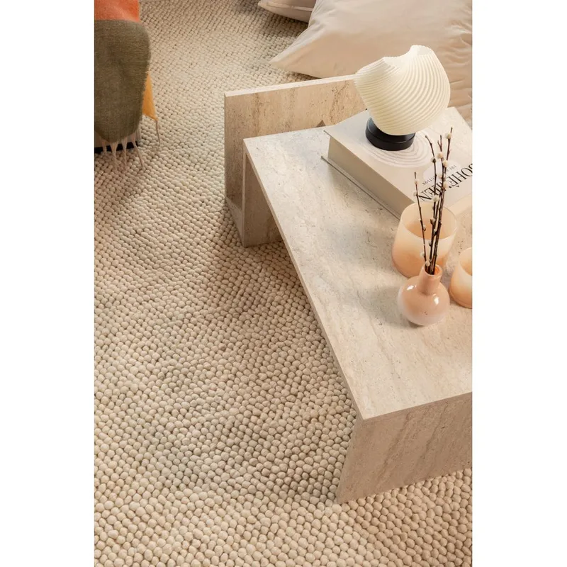 Ullteppe Bubble Kvadrat - 200x200 cm, Krem - Tekstiler & tepper - Teppe & matte - Moderne matte - Ullteppe
