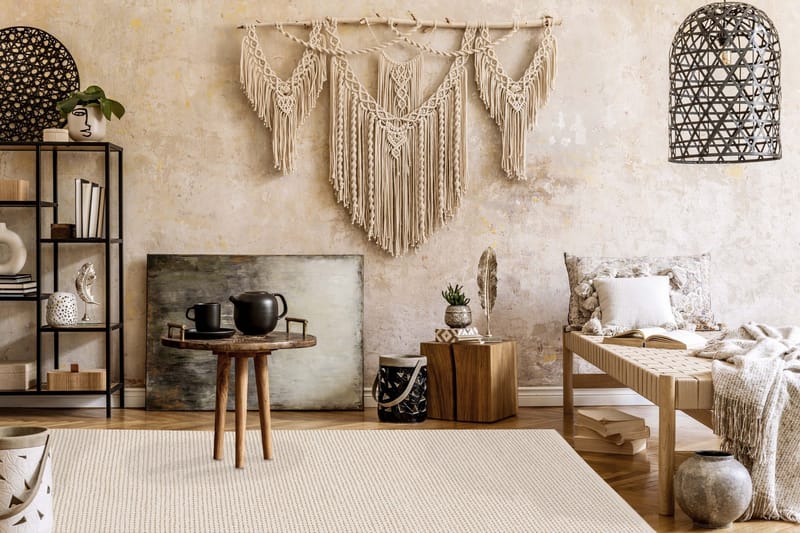 Dalarö Ullmatte 160x230 cm - Hvit - Tekstiler & tepper - Teppe & matte - Moderne matte - Ullteppe