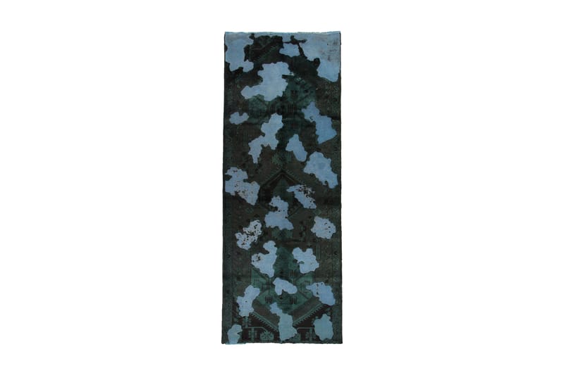 Håndknyttet Vintage Matte Ull Mørkegrønn/Blå 110x300 cm - Blå|Mørkegrønn - Ullteppe