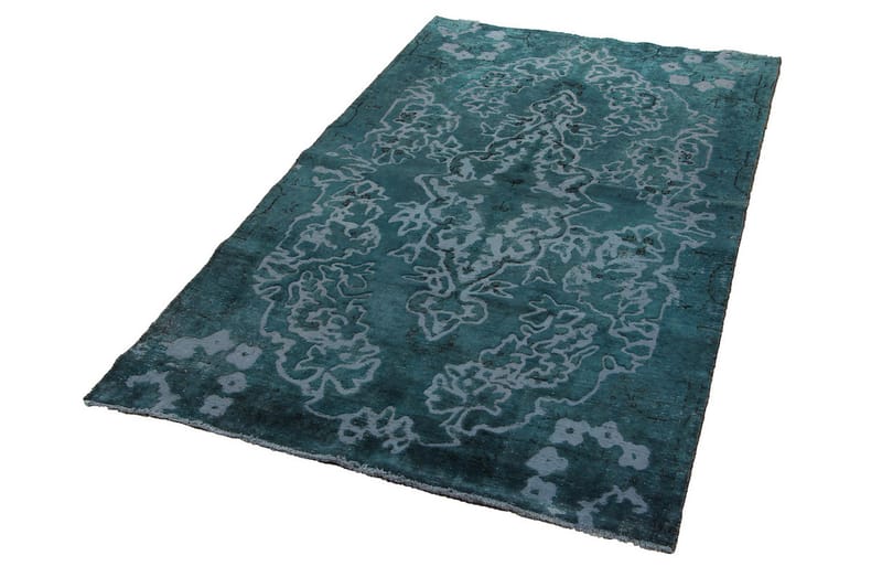 Håndknyttet Vintage Matte Ull Mørkegrønn/Blå 132x224 cm - Blå|Mørkegrønn - Ullteppe