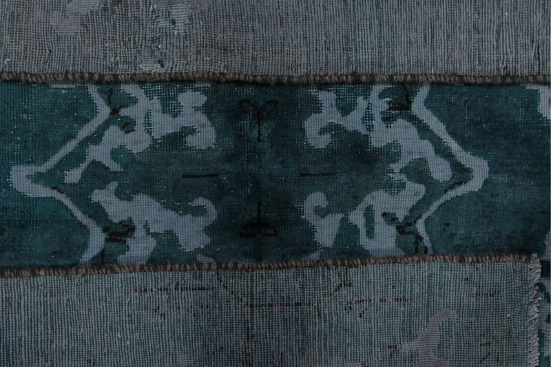 Håndknyttet Vintage Matte Ull Mørkegrønn/Blå 132x224 cm - Blå|Mørkegrønn - Ullteppe