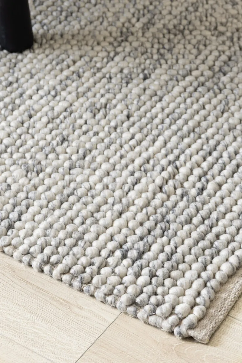 Håndvevd teppe KM Home Bubble kvadrat 240x240 cm Grå Melange - Grå melert - Tekstiler & tepper - Teppe & matte - Moderne matte - Ullteppe