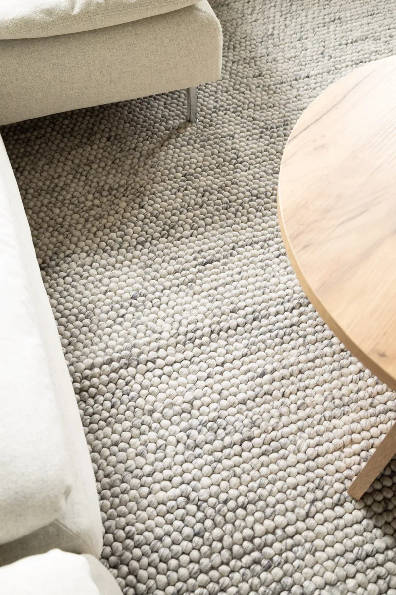Håndvevd teppe KM Home Bubble kvadrat 240x240 cm Grå Melange - Grå melert - Tekstiler & tepper - Teppe & matte - Moderne matte - Ullteppe