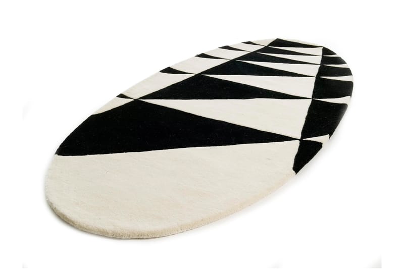 Ullmatte Ellips Oval 90x200 cm Svart/Hvit - ETOL - Ullteppe