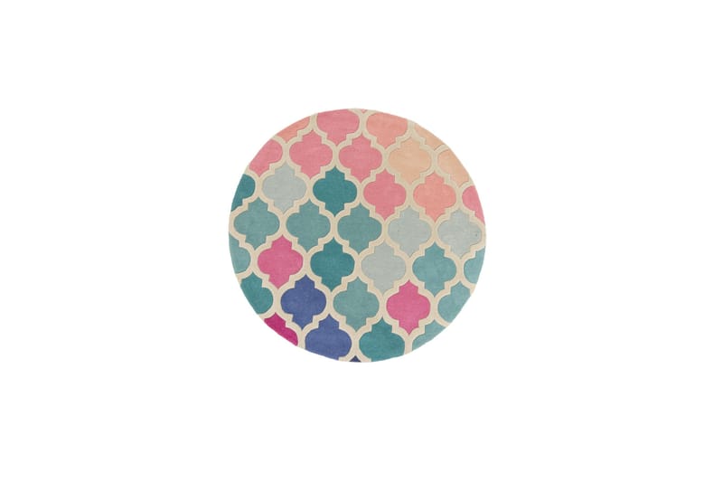 Ullmatte Illusion Rosella 160 cm Rund Rosa/Blå - Flair Rugs - Ullteppe