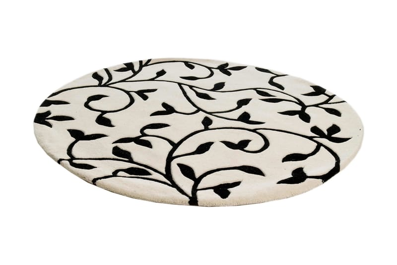 Ullmatte Prissy Rund 180 cm Hvit/Svart - ETOL - Ullteppe
