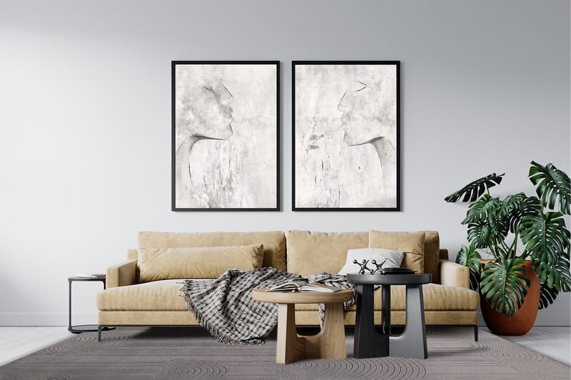 Viskosematte Amore Art Rektangulær 160x230 cm - Grå - Viskosematter