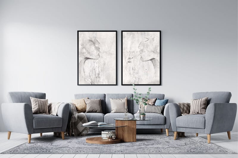 Wiltonmatte Arella Oriental 200x290 cm Vaskbar - Grå - Friezematte - Wiltontepper