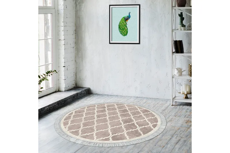 Alanur Home Matte 100x100 cm - Kremhvit/Brun - Tekstiler & tepper - Teppe & matte - Moderne matte - Wiltontepper