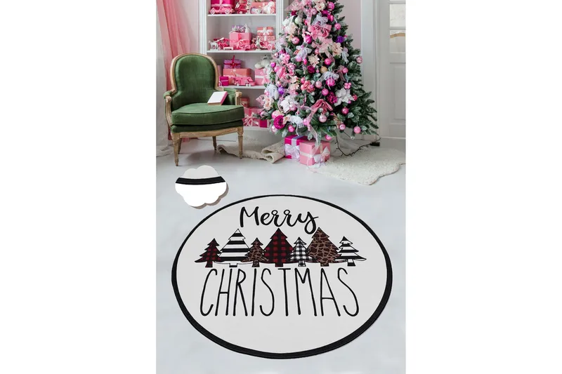 Chilai Matte 120 cm Rund, Hvit/Rød/Svart/Brun