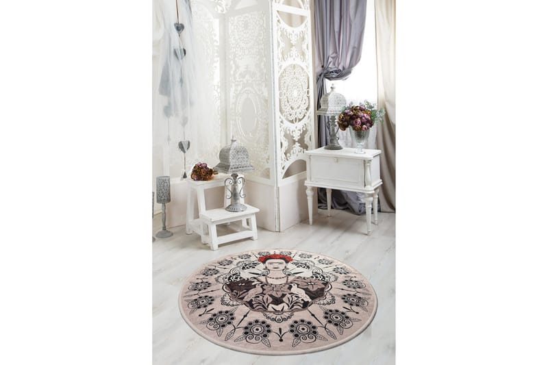 Matte Frida Rund (100) - Flerfarget/Fløyel - Tekstiler & tepper - Teppe & matte - Moderne matte - Wiltontepper