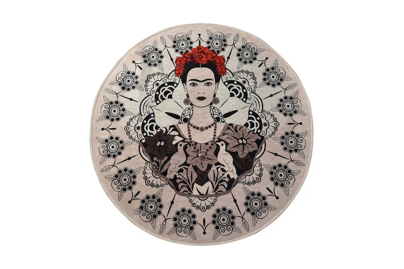 Matte Frida Rund (140), Flerfarget/Fløyel