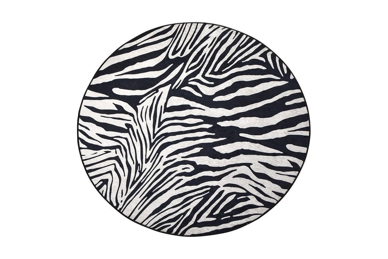 Matte Kanthe Rund 100 cm - Zebra/Fløyel - Friezematte - Wiltontepper