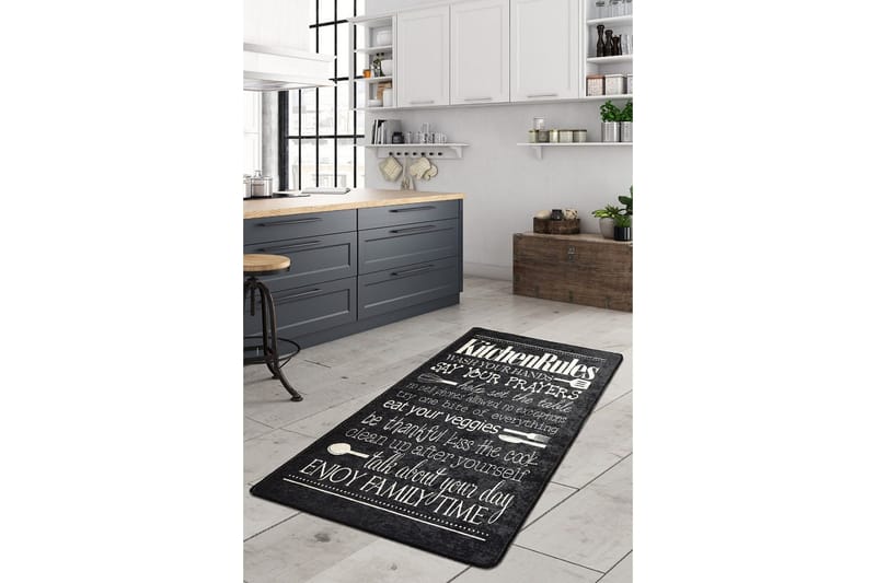 Matte Kjøkken - Svart (100 x 200) - Svart / Fløyel - Tekstiler & tepper - Teppe & matte - Moderne matte - Wiltontepper