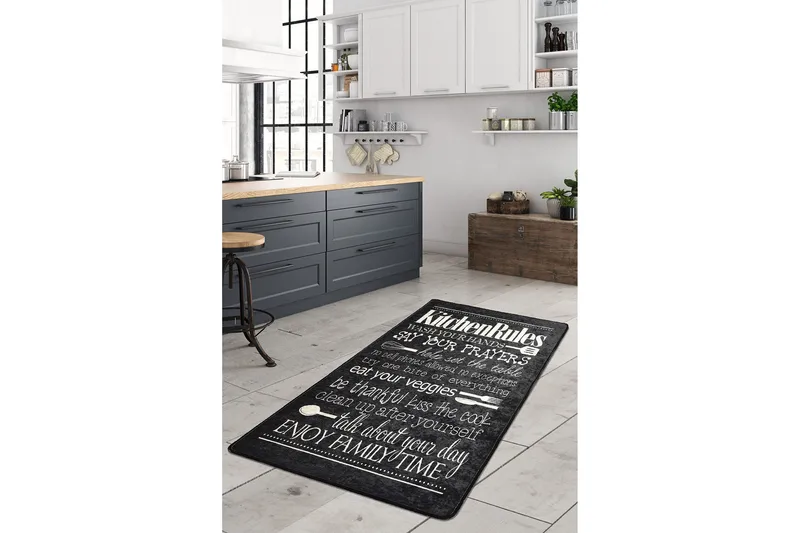 Matte Kjøkken - Svart (120 x 180), Svart / Fløyel