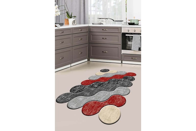 Nodoka Wiltonteppe 60x100 cm Rektangulær, Rød/Grå