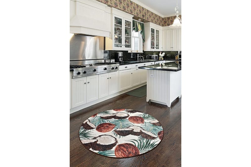 Round Matte Coconut (100) - Flerfarget/Fløyel - Tekstiler & tepper - Teppe & matte - Moderne matte - Wiltontepper