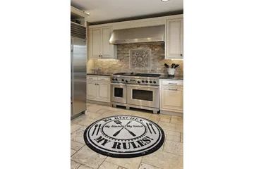 Round Matte My Kitchen (100) - Flerfarget/Fløyel - Tekstiler & tepper - Teppe & matte - Moderne matte - Wiltontepper