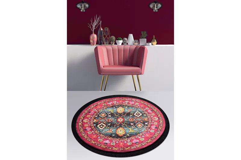 Round Matte Otantik - Flerfarget/Fløyel - Tekstiler & tepper - Teppe & matte - Moderne matte - Wiltontepper