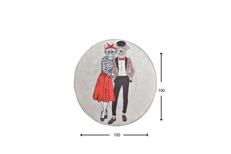 Rund Matte Beste Par (100) - Flerfarget/Fløyel - Tekstiler & tepper - Teppe & matte - Moderne matte - Wiltontepper