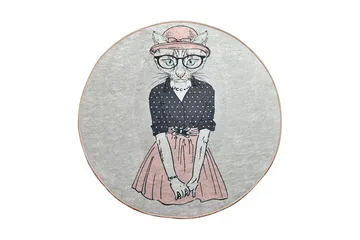 Rund Matte Cat Women (100) - Flerfarget/Fløyel - Tekstiler & tepper - Teppe & matte - Moderne matte - Wiltontepper