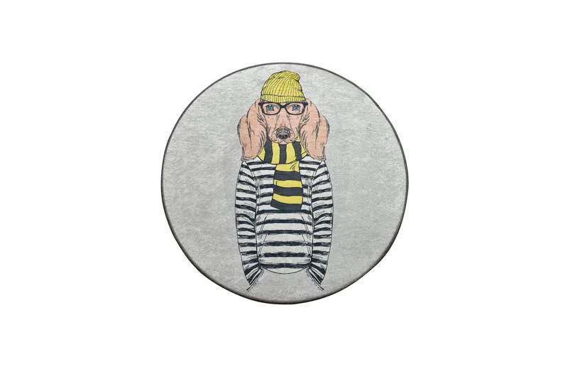 Rund Matte Dog Man (100), Flerfarget/Fløyel