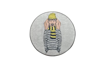 Rund Matte Dog Man (100) - Flerfarget/Fløyel - Tekstiler & tepper - Teppe & matte - Moderne matte - Wiltontepper