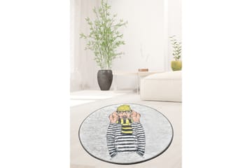 Rund Matte Dog Man (100) - Flerfarget/Fløyel - Tekstiler & tepper - Teppe & matte - Moderne matte - Wiltontepper