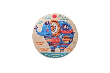 Rund Matte Etnisk (100) - Flerfarget/Fløyel - Tekstiler & tepper - Teppe & matte - Moderne matte - Wiltontepper