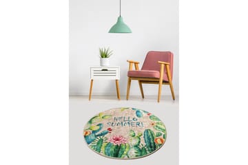 Rund Matte Hello Summer (100) - Flerfarget/Fløyel - Tekstiler & tepper - Teppe & matte - Moderne matte - Wiltontepper
