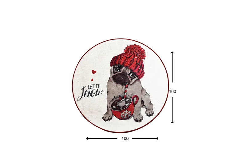 Rund Matte Let It Snow (100) - Flerfarget/Fløyel - Tekstiler & tepper - Teppe & matte - Moderne matte - Wiltontepper