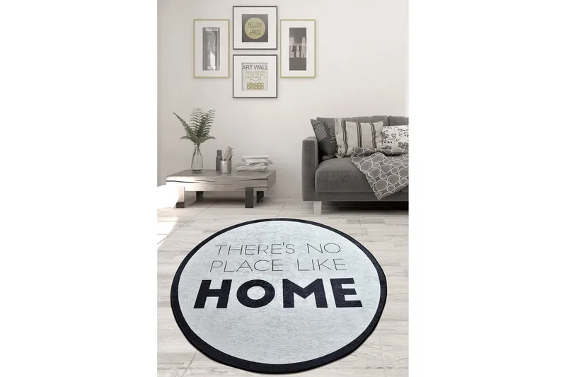 Rund Matte Like Home DJT (100), Hvit/Svart/Fløyel