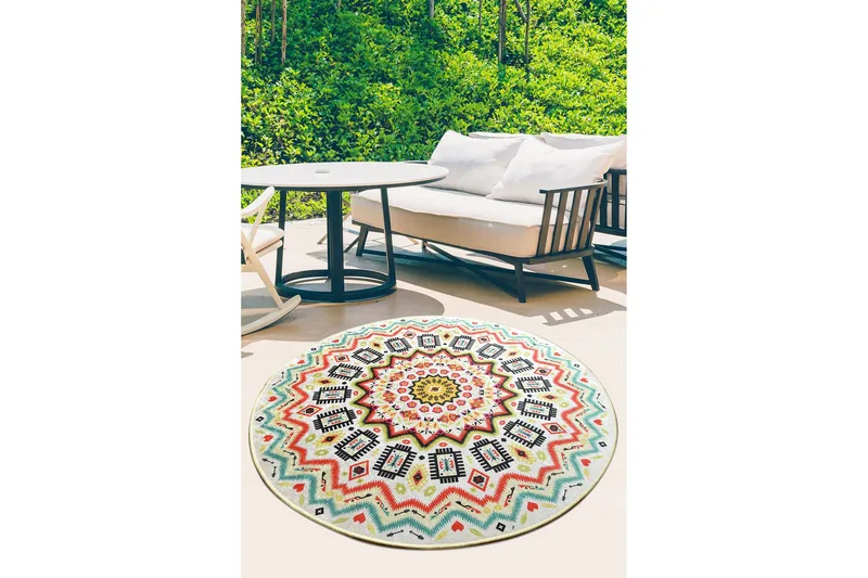 Rund Matte Mandala Balkong, Flerfarget/Fløyel