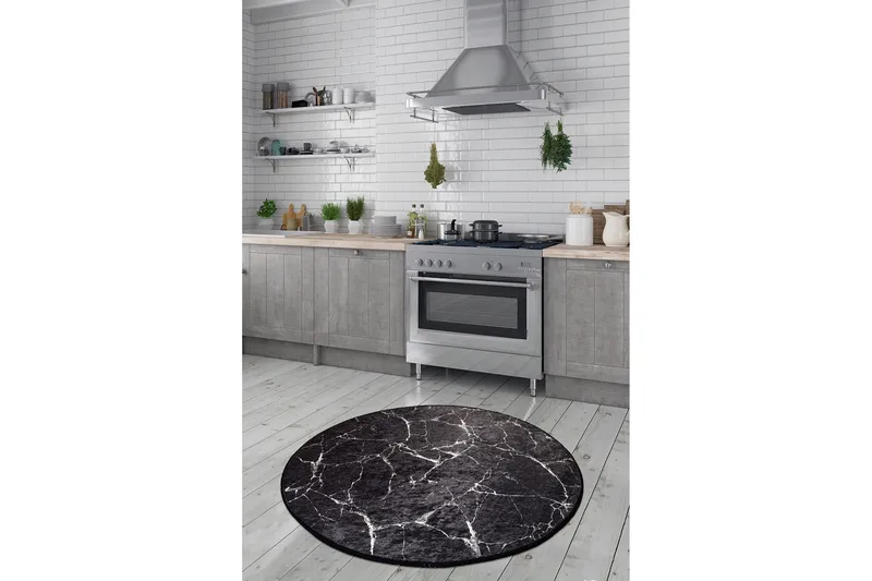 Rund Matte Marmor (100) - Flerfarget/Fløyel - Tekstiler & tepper - Teppe & matte - Moderne matte - Wiltontepper