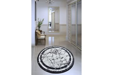 Rund Matte Marmor DJT (100) - Hvit/Svart/Fløyel - Tekstiler & tepper - Teppe & matte - Moderne matte - Wiltontepper