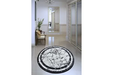 Rund Matte Marmor DJT (120) - Hvit/Svart/Fløyel - Tekstiler & tepper - Teppe & matte - Moderne matte - Wiltontepper
