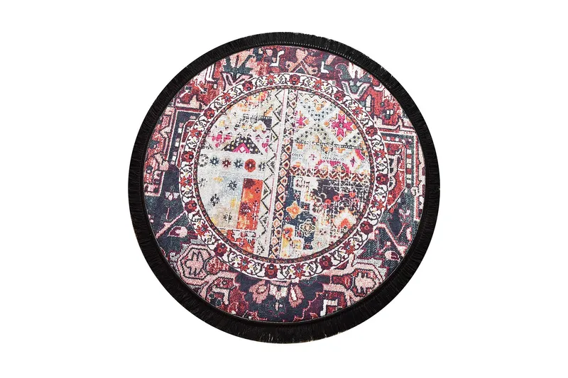 Rund Matte Oriental, Flerfarget/Fløyel