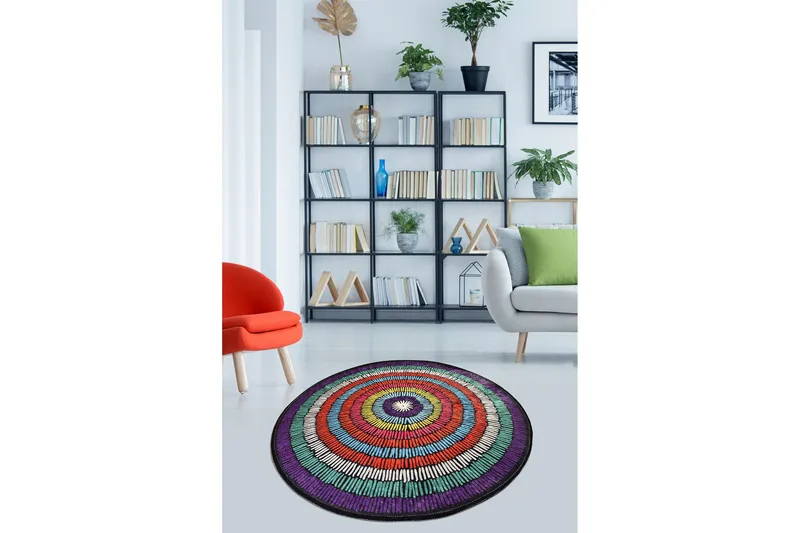 Zircle Teppe Rund 100 cm - Flerfarget/fløyel - Tekstiler & tepper - Teppe & matte - Moderne matte - Wiltontepper