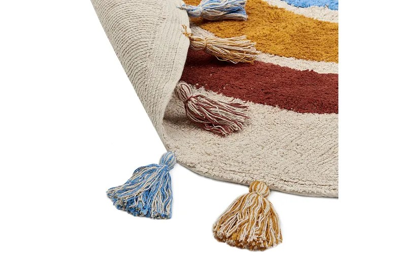 Yagci Bomullsteppe 120 cm Rund - Beige - Tekstiler & tepper - Teppe & matte - Moderne matte - Bomullsmatter