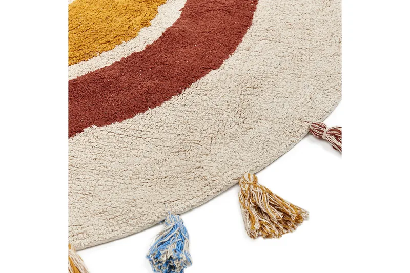 Yagci Bomullsteppe 120 cm Rund - Beige - Tekstiler & tepper - Teppe & matte - Moderne matte - Bomullsmatter