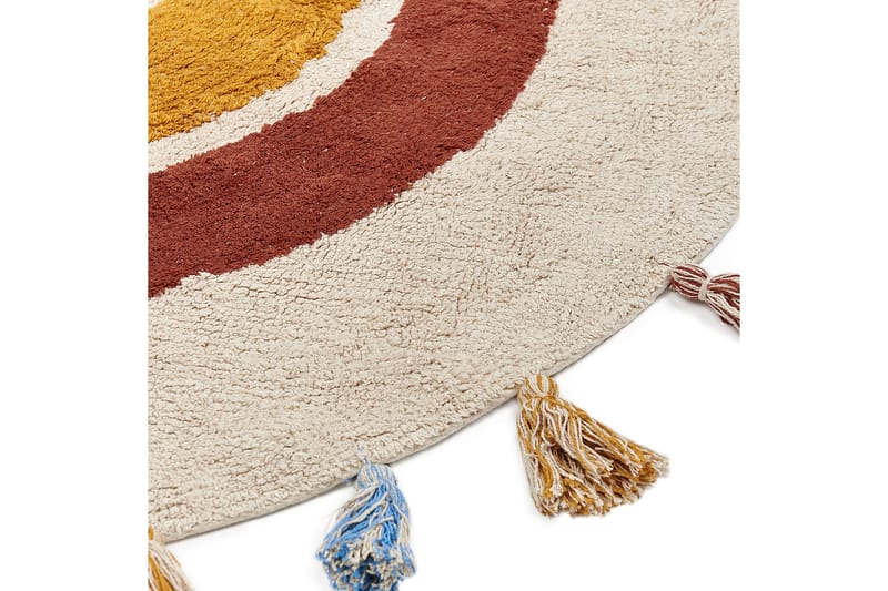 Yagci Bomullsteppe 120 cm Rund - Beige - Tekstiler & tepper - Teppe & matte - Moderne matte - Bomullsmatter