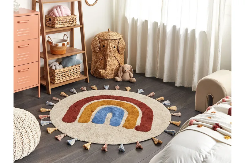 Yagci Bomullsteppe 120 cm Rund - Beige - Tekstiler & tepper - Teppe & matte - Moderne matte - Bomullsmatter