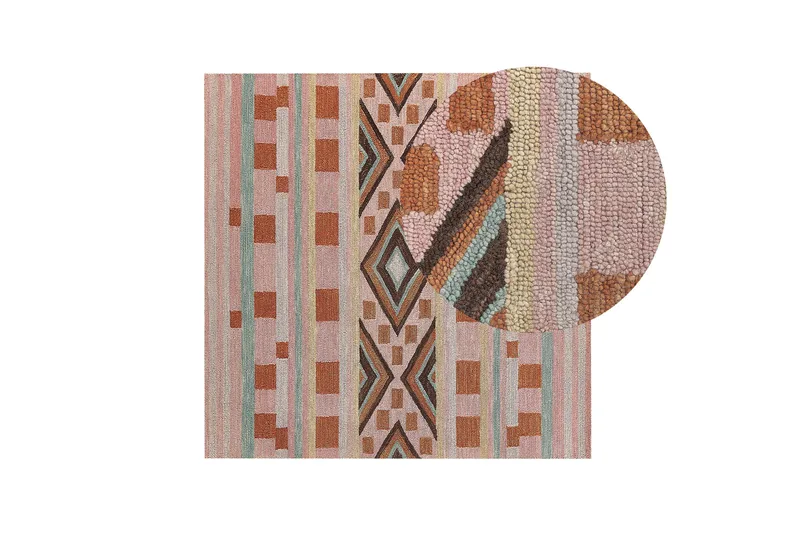 Yomra Ullteppe 200x200 cm Kvadratisk - Brun - Tekstiler & tepper - Teppe & matte - Moderne matte - Ullteppe