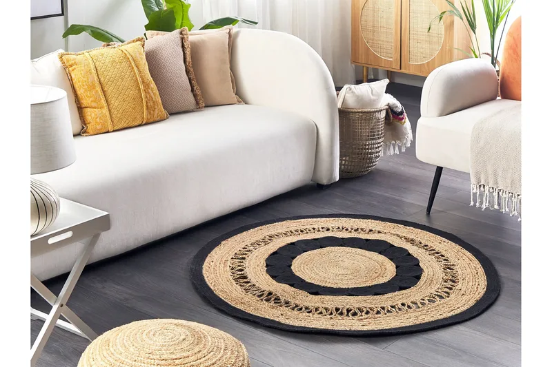 Yozgat Ryeteppe 120 cm Rund - Beige - Tekstiler & tepper - Teppe & matte - Moderne matte - Ryetepper